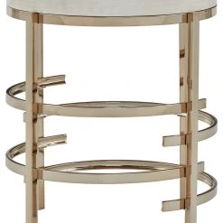 Signature Design By Ashley® Montiflyn - White/gold Finish - Round End Table Tables