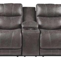 Ashley Furniture Reclining Furniture Erlangen - Midnight - Pwr Rec Loveseat/con/adj Hdrst