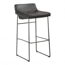 Moe's Home Collection Starlet Barstool Onyx Black Leather -m2