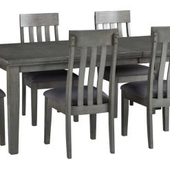 Signature Design By Ashley® Hallanden - Dark Gray - 7 Pc. - Extension Table, 6 Side Chairs