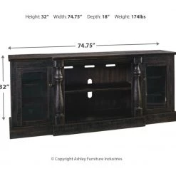 Signature Design By Ashley® Mallacar - Black - 2 Pc. - 75" Tv Stand With Electric Infrared Fireplace Insert Fireplaces 8 Signature Design By Ashley® Mallacar - Black - 2 Pc. - 75