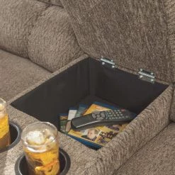 Ashley Furniture Workhorse - Cocoa - Dbl Rec Loveseat W/console