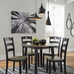 Signature Design By Ashley® Froshburg - Black - 5 Pc. - Drop Leaf Table, 4 Side Chairs Dining Room Sets