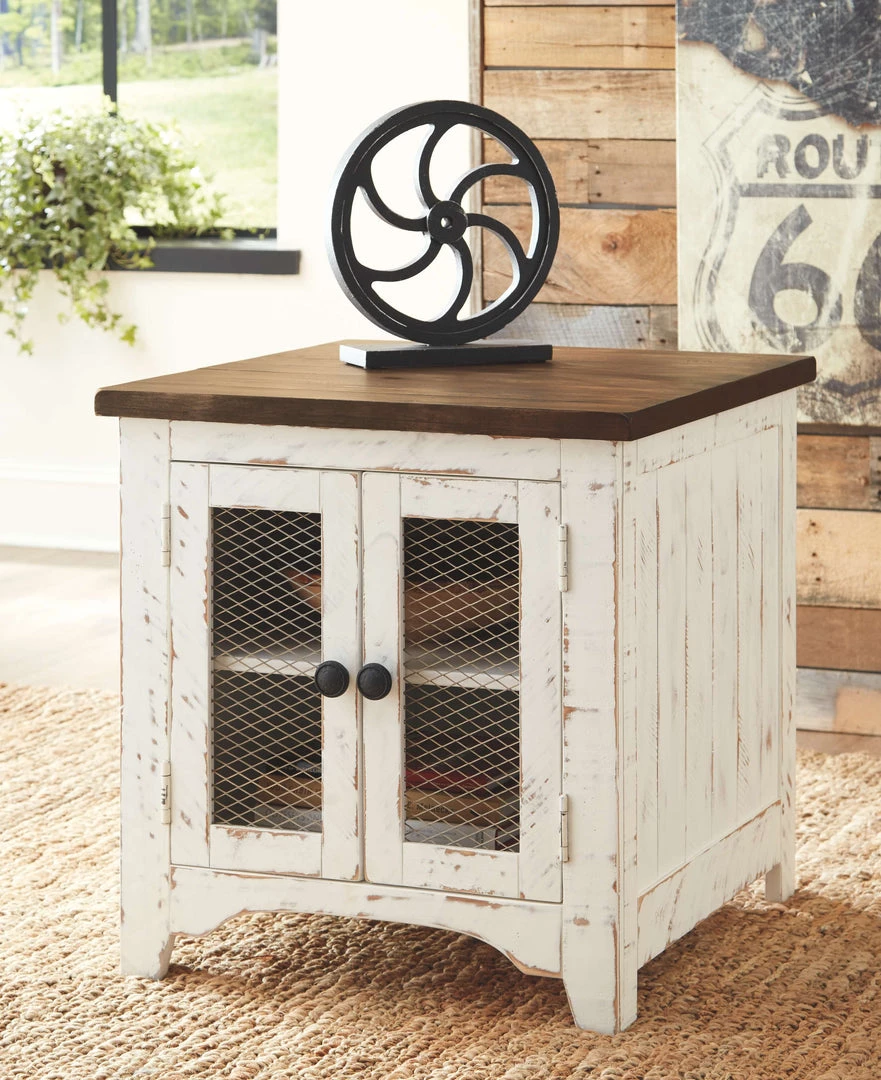 Ashley Furniture Tables Wystfield - White/brown - Rectangular End Table - 2-doors 6 Ashley Furniture Tables Wystfield - White/brown - Rectangular End Table - 2-doors