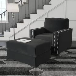 Signature Design By Ashley® Chair & Ottoman Sets Gleston - Onyx - 2 Pc. - Chair, Ottoman