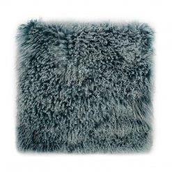 Moe's Home Collection Accessories Lamb Fur Pillow Large Teal Snow