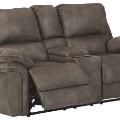 Ashley Furniture Reclining Furniture Trementon - Graphite - Dbl Rec Loveseat W/console