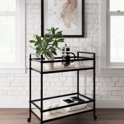 Ashley Furniture Waylowe - Black/tan - Bar Cart Bars & Bar Carts