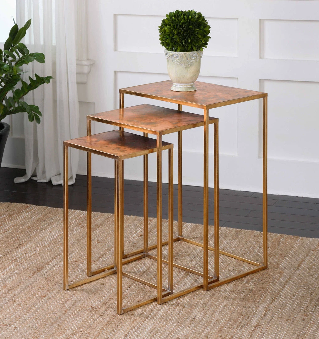 Uttermost Copres Oxidized Nesting Tables Set/3 4 Uttermost Copres Oxidized Nesting Tables Set/3