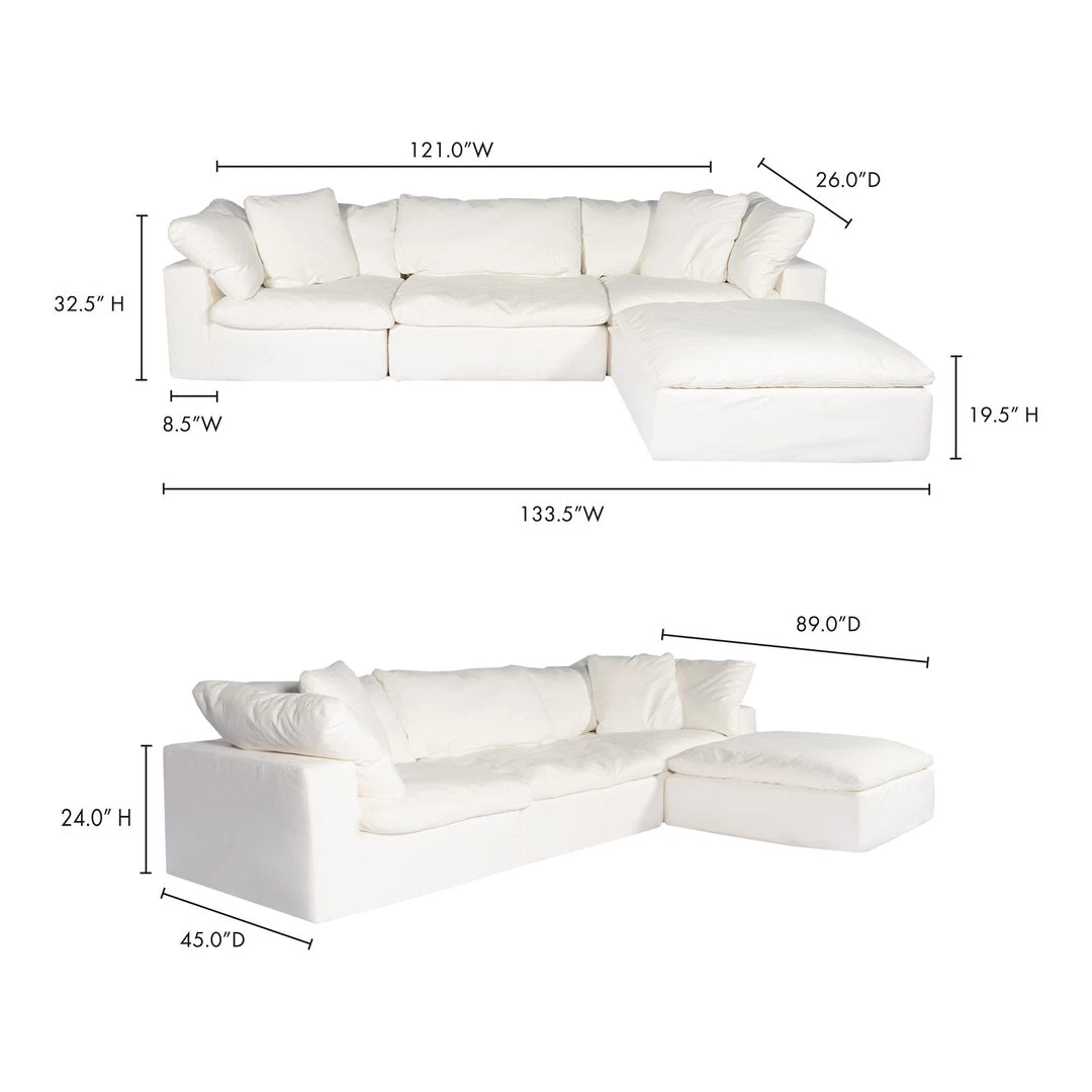 Moe's Home Collection Sectionals Clay Lounge Modular Sectional Livesmart Fabric White 4 Moe's Home Collection Sectionals Clay Lounge Modular Sectional Livesmart Fabric White
