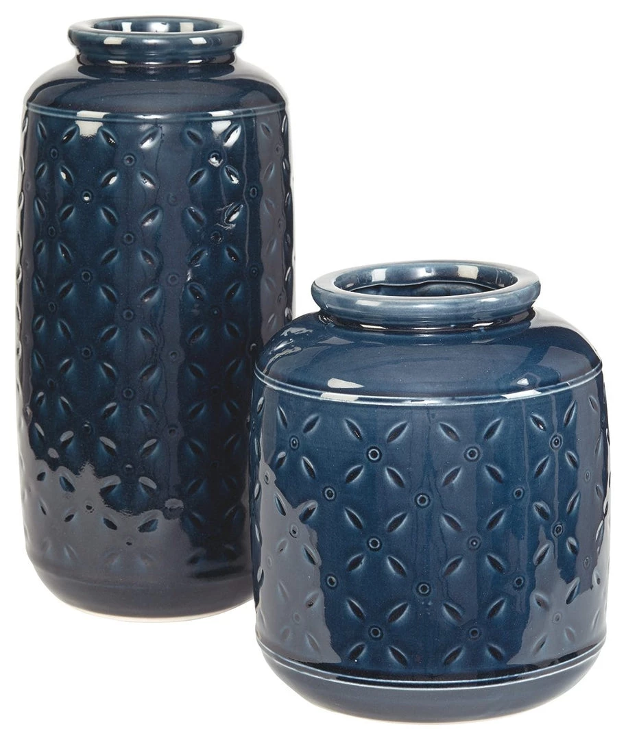 Ashley Furniture Marenda - Navy Blue - Vase Set (2/cn) 4 Ashley Furniture Marenda - Navy Blue - Vase Set (2/cn)