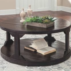 Ashley Furniture Rogness - Rustic Brown - Round Cocktail Table Tables