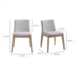 Moe's Home Collection Chairs Deco Oak Dining Chair Light Grey-m2