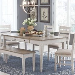 Ashley Furniture Tables Skempton - White - Rect Drm Table W/storage