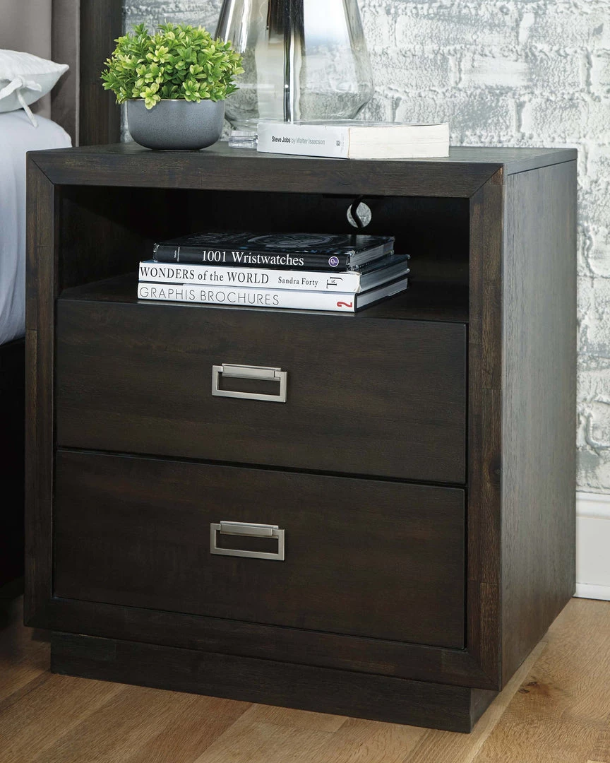 Ashley Furniture Hyndell - Brown Dark - Two Drawer Night Stand 9 Ashley Furniture Hyndell - Brown Dark - Two Drawer Night Stand