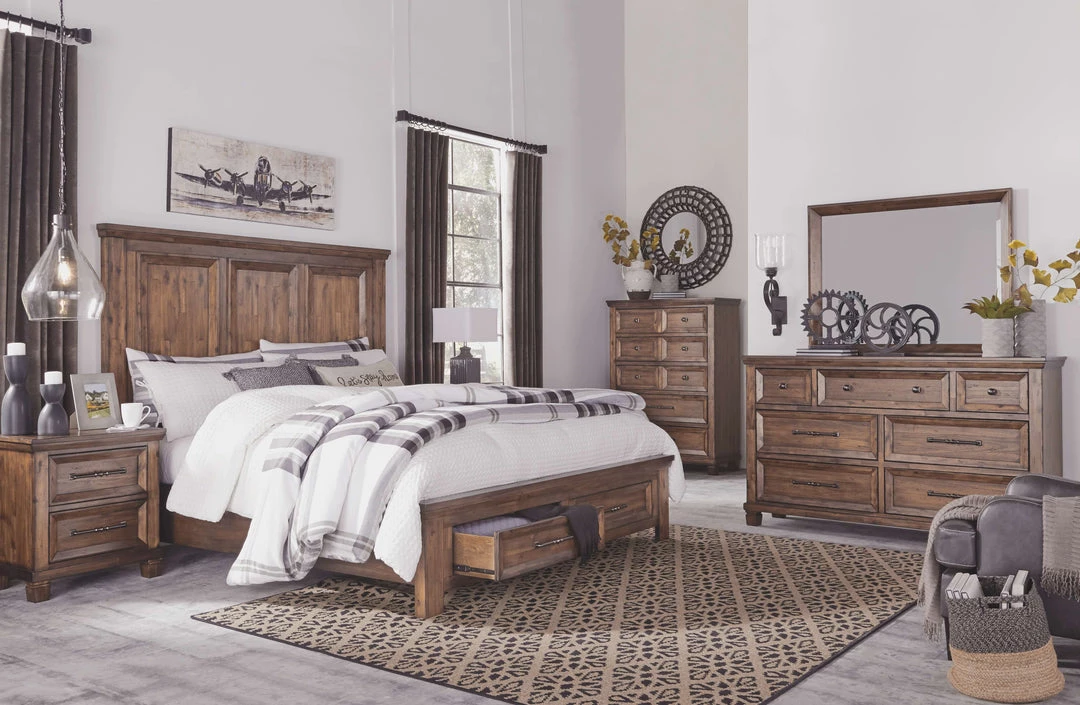 Millennium® By Ashley Royard - Warm Ultimate Best In Class Dresser, Mirror, Panel Bed With 2 Storage Drawers Bedroom Sets 3 Millennium® By Ashley Royard - Warm Ultimate Best In Class Dresser, Mirror, Panel Bed With 2 Storage Drawers Bedroom Sets