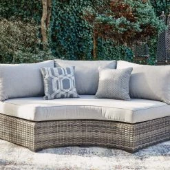Signature Design By Ashley® Harbor Court - Gray - Curved Loveseat With Cushion Loveseats