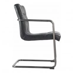 Moe's Home Collection Chairs Ansel Arm Chair Onyx Black Leather -m2