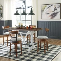 Signature Design By Ashley® Valebeck - Best In Class Rectangular Dining Room Counter Table, 4 Upholstered Swivel Barstools