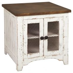 Ashley Furniture Tables Wystfield - White/brown - Rectangular End Table - 2-doors
