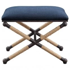 Benches Uttermost Firth Small Navy Fabric Bench