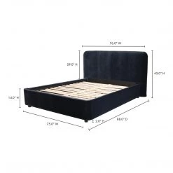 Moe's Home Collection Samara Queen Bed Blue Velvet Beds