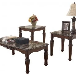 Ashley Furniture North - Dark Brown - Occasional Table Set (3/cn)